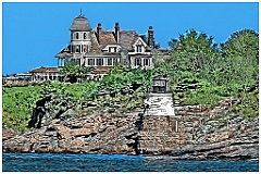 Castle Hill Lighthouse with castle Hill Inn Behind - Digital Pai